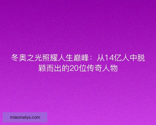 冬奥之光照耀人生巅峰：从14亿人中脱颖而出的20位传奇人物