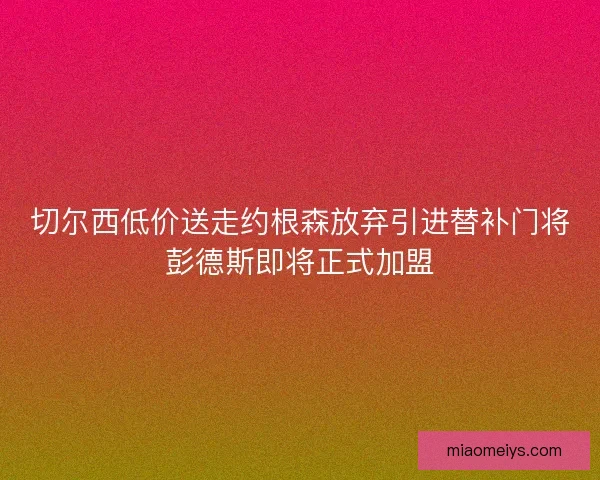 切尔西低价送走约根森放弃引进替补门将彭德斯即将正式加盟